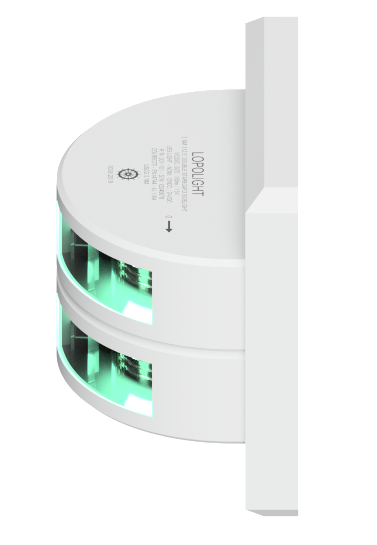 2nm 112,5° Green, Starboard, Double, white coated